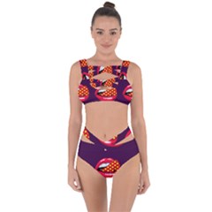 Lip Vector Hipster Example Image Star Sexy Purple Red Bandaged Up Bikini Set  by Mariart