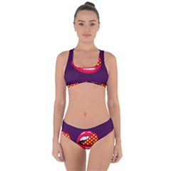 Lip Vector Hipster Example Image Star Sexy Purple Red Criss Cross Bikini Set by Mariart