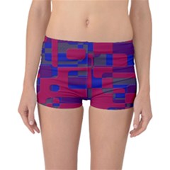 Offset Puzzle Rounded Graphic Squares In A Red And Blue Colour Set Reversible Boyleg Bikini Bottoms by Mariart