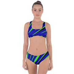 Rays Light Chevron Blue Green Black Criss Cross Bikini Set by Mariart