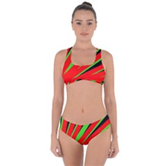 Rays Light Chevron Red Green Black Criss Cross Bikini Set by Mariart