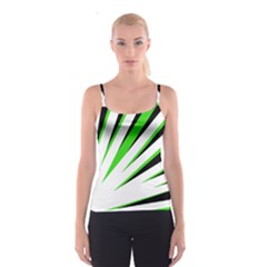 Rays Light Chevron White Green Black Spaghetti Strap Top by Mariart