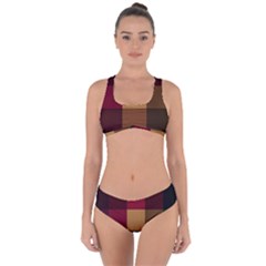 Stripes Plaid Color Criss Cross Bikini Set by Mariart