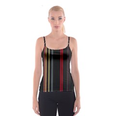 Stripes Line Black Red Spaghetti Strap Top by Mariart