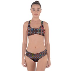 Snakes Ladders Game Plaid Number Criss Cross Bikini Set by Mariart