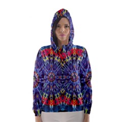 Circle Purple Green Tie Dye Kaleidoscope Opaque Color Hooded Wind Breaker (women) by Mariart