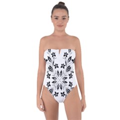 Floral Element Black White Tie Back One Piece Swimsuit by Mariart