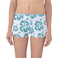 Hibiscus Flowers Green White Hawaiian Blue Reversible Boyleg Bikini Bottoms by Mariart