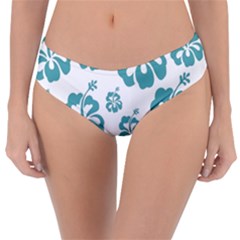 Hibiscus Flowers Green White Hawaiian Blue Reversible Classic Bikini Bottoms by Mariart