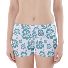 Hibiscus Flowers Green White Hawaiian Blue Boyleg Bikini Wrap Bottoms by Mariart