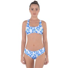 Hibiscus Flowers Seamless Blue Criss Cross Bikini Set by Mariart