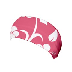 Pink Hawaiian Flower White Yoga Headband by Mariart