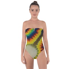 Red Blue Yellow Green Medium Rainbow Tie Dye Kaleidoscope Opaque Color Tie Back One Piece Swimsuit by Mariart