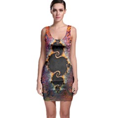 The Eye Of Julia, A Rainbow Fractal Paint Swirl Sleeveless Bodycon Dress by jayaprime