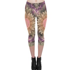 Pastel Pearl Lotus Garden Of Fractal Dahlia Flowers Capri Leggings  by jayaprime