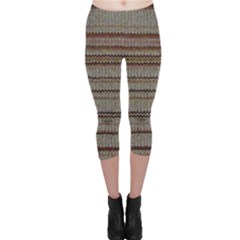 Stripy Knitted Wool Fabric Texture Capri Leggings  by BangZart