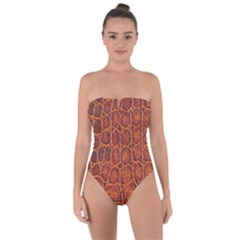 Crocodile Skin Texture Tie Back One Piece Swimsuit by BangZart