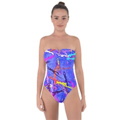 Paint Splashes                      Tie Back One Piece Swimsuit by LalyLauraFLM