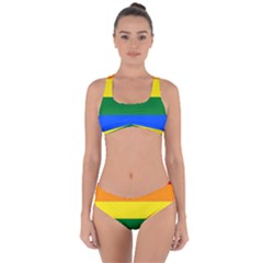 Pride Rainbow Flag Criss Cross Bikini Set by Valentinaart