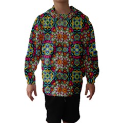 Jewel Tiles Kaleidoscope Hooded Wind Breaker (kids) by WolfepawFractals