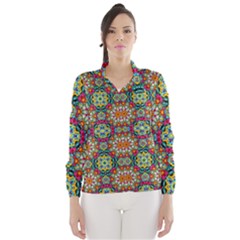 Jewel Tiles Kaleidoscope Wind Breaker (women) by WolfepawFractals