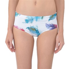 Watercolor Feather Background Mid-waist Bikini Bottoms by LimeGreenFlamingo