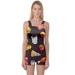 Fast Food Design One Piece Boyleg Swimsuit by LimeGreenFlamingo