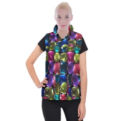 Stained Glass Women s Button Up Puffer Vest by BangZart