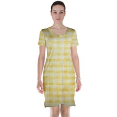 Spring Yellow Gingham Short Sleeve Nightdress by BangZart