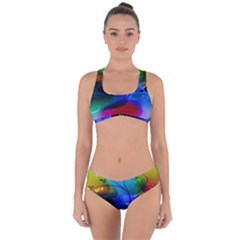 Abstract Color Plants Criss Cross Bikini Set by BangZart