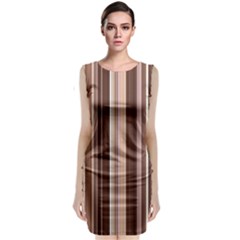 Brown Vertical Stripes Classic Sleeveless Midi Dress by BangZart