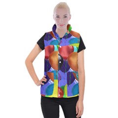 Colorful Balloons Render Women s Button Up Puffer Vest by BangZart