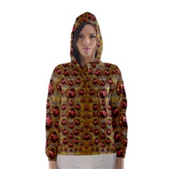 Angels In Gold And Flowers Of Paradise Rocks Hooded Wind Breaker (women) by pepitasart