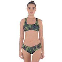 Military Camouflage Pattern Criss Cross Bikini Set by BangZart