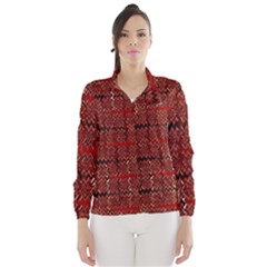 Rust Red Zig Zag Pattern Wind Breaker (women) by BangZart