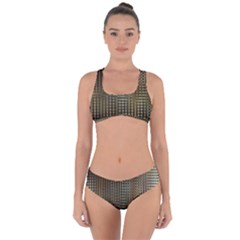 Background Colors Of Green And Gold In A Wave Form Criss Cross Bikini Set by BangZart