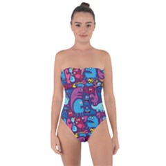 Hipster Pattern Animals And Tokyo Tie Back One Piece Swimsuit by BangZart