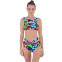 Digitally Painted Colourful Abstract Whimsical Shape Pattern Bandaged Up Bikini Set  View1