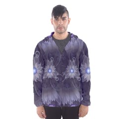 Amazing Fractal Triskelion Purple Passion Flower Hooded Wind Breaker (men) by jayaprime