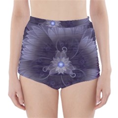 Amazing Fractal Triskelion Purple Passion Flower High-waisted Bikini Bottoms by jayaprime