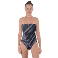 Paper Low Key A4 Studio Lines Tie Back One Piece Swimsuit by BangZart