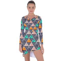 Abstract Geometric Triangle Shape Asymmetric Cut-out Shift Dress by BangZart