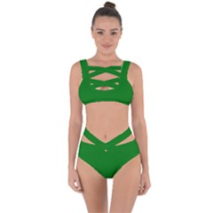 Solid Christmas Green Velvet Classic Colors Bandaged Up Bikini Set 