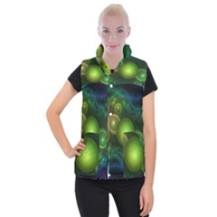 Retrotacular Rainbow Dots In A Fractal Microscope Women s Button Up Puffer Vest by jayaprime