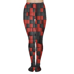 Black Red Tiles Checkerboard Women s Tights by BangZart