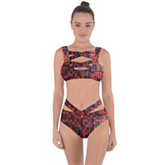 Black Red Tiles Checkerboard Bandaged Up Bikini Set  by BangZart