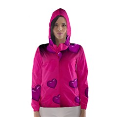 Background Heart Valentine S Day Hooded Wind Breaker (women) by BangZart