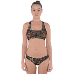 Wallpaper With Fractal Small Flowers Cross Back Hipster Bikini Set by BangZart