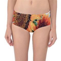 Sunflower Art  Artistic Effect Background Mid-waist Bikini Bottoms by BangZart