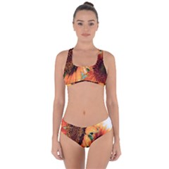 Sunflower Art  Artistic Effect Background Criss Cross Bikini Set by BangZart